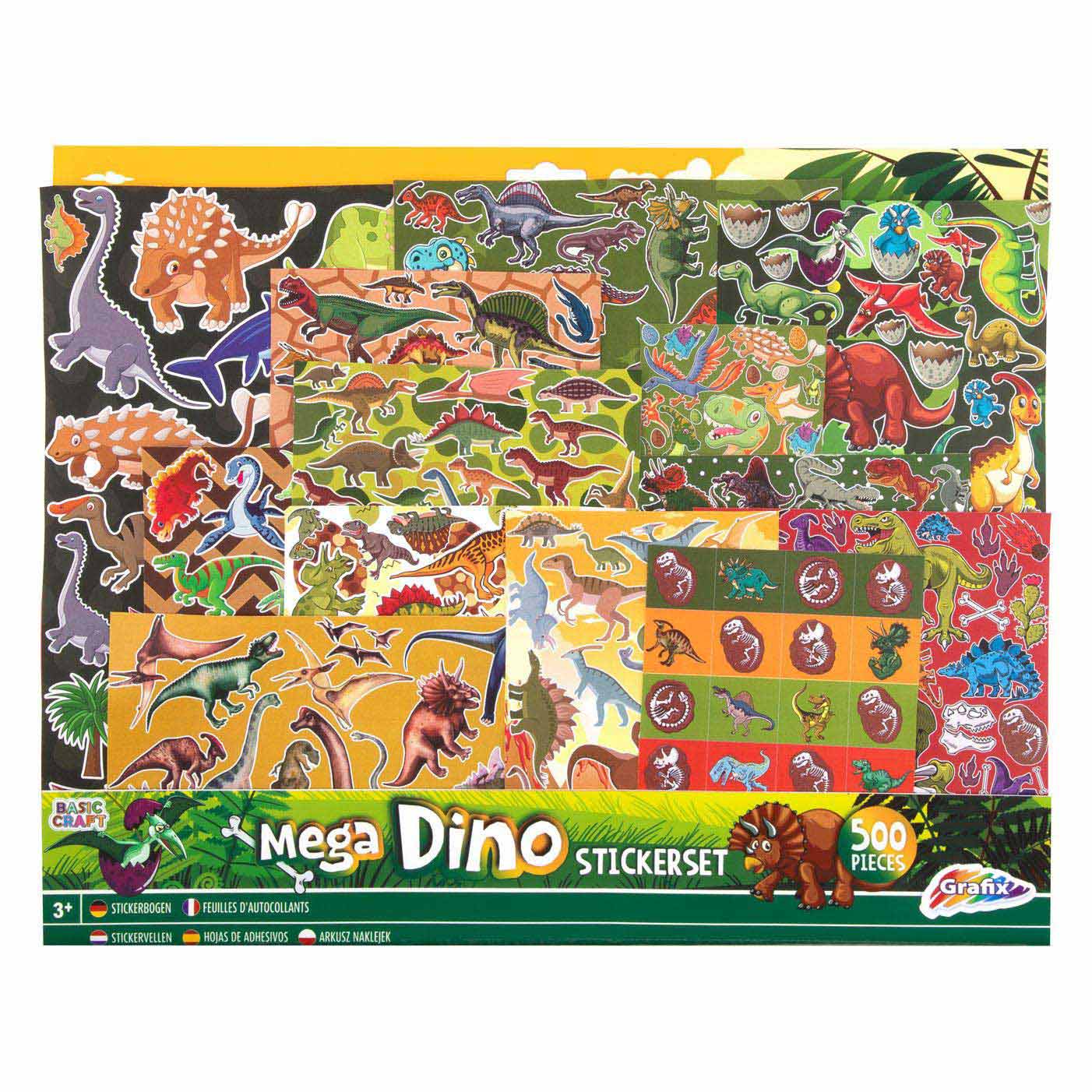 Grafix mega stickerset dinosaurus, 500st.