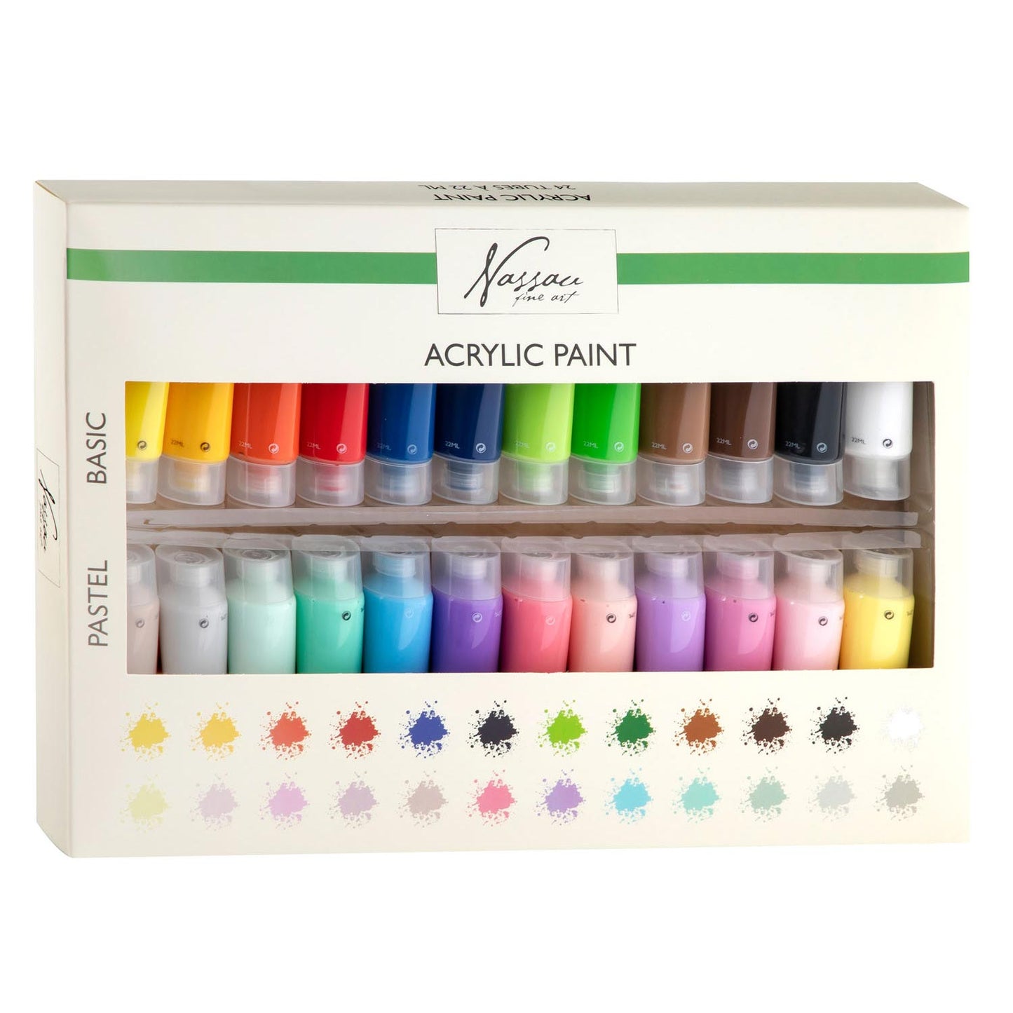 Base di vernice acrilica Nassau e colori pastello, 24x22ml