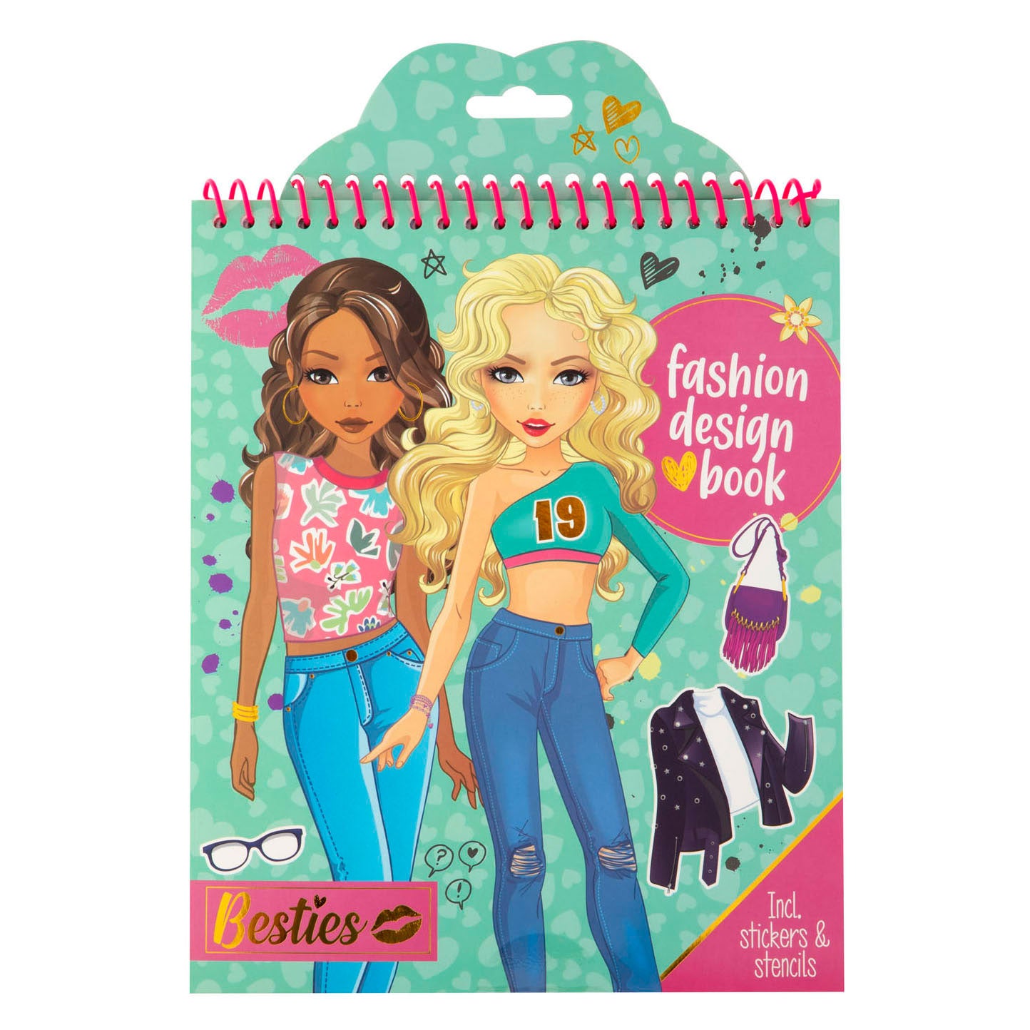 Libro da colorare e adesivo con stencil per il design della moda di Besties