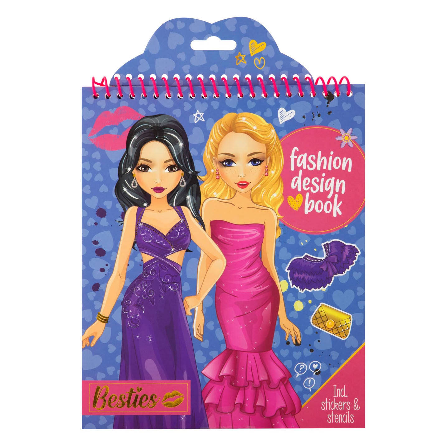 Libro da colorare e adesivo con stencil per il design della moda di Besties