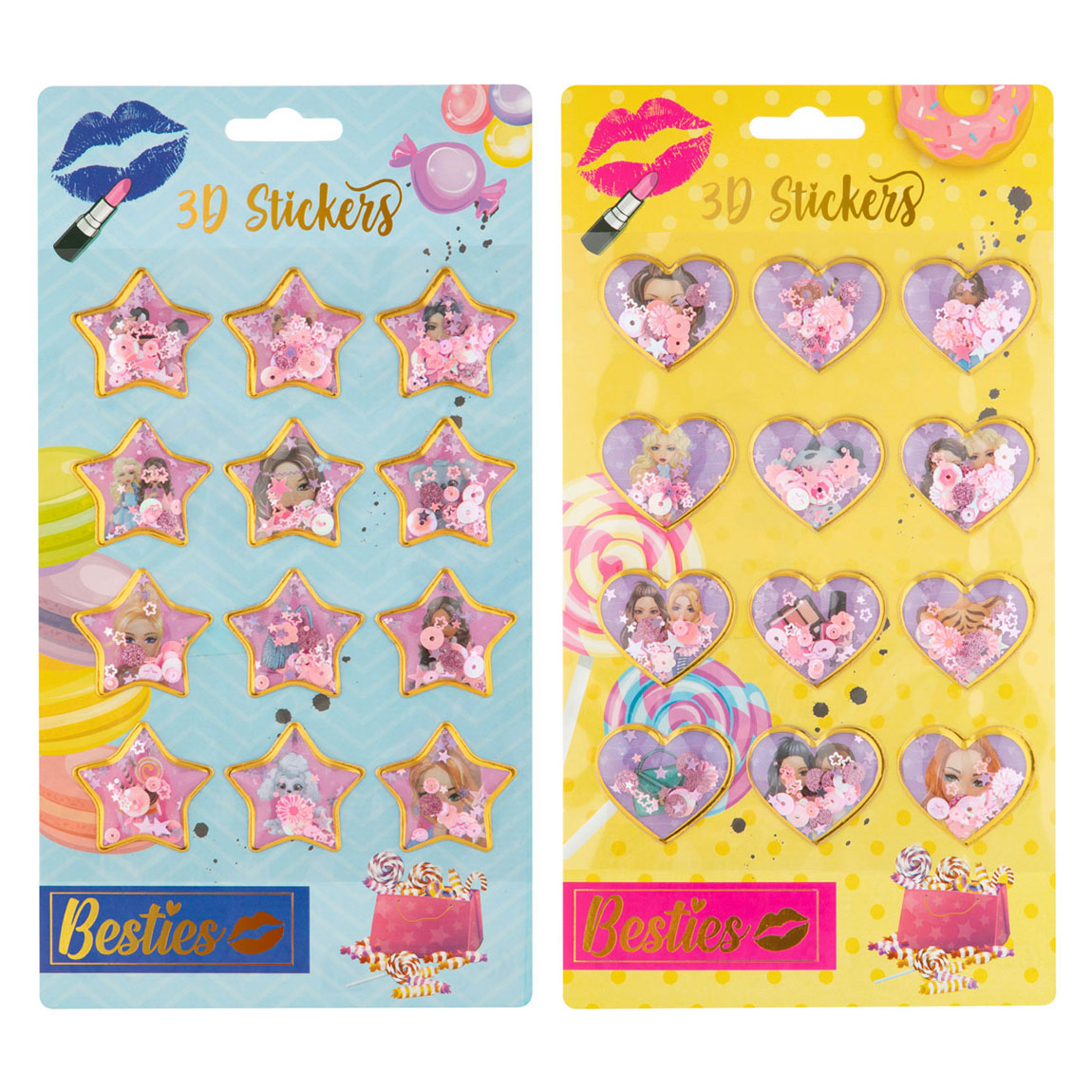 Paquete de 12 pegatinas con purpurina 3D Grafix de Besties
