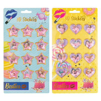 Confezione di adesivi glitterati 3D Besties grafix, confezione da 12