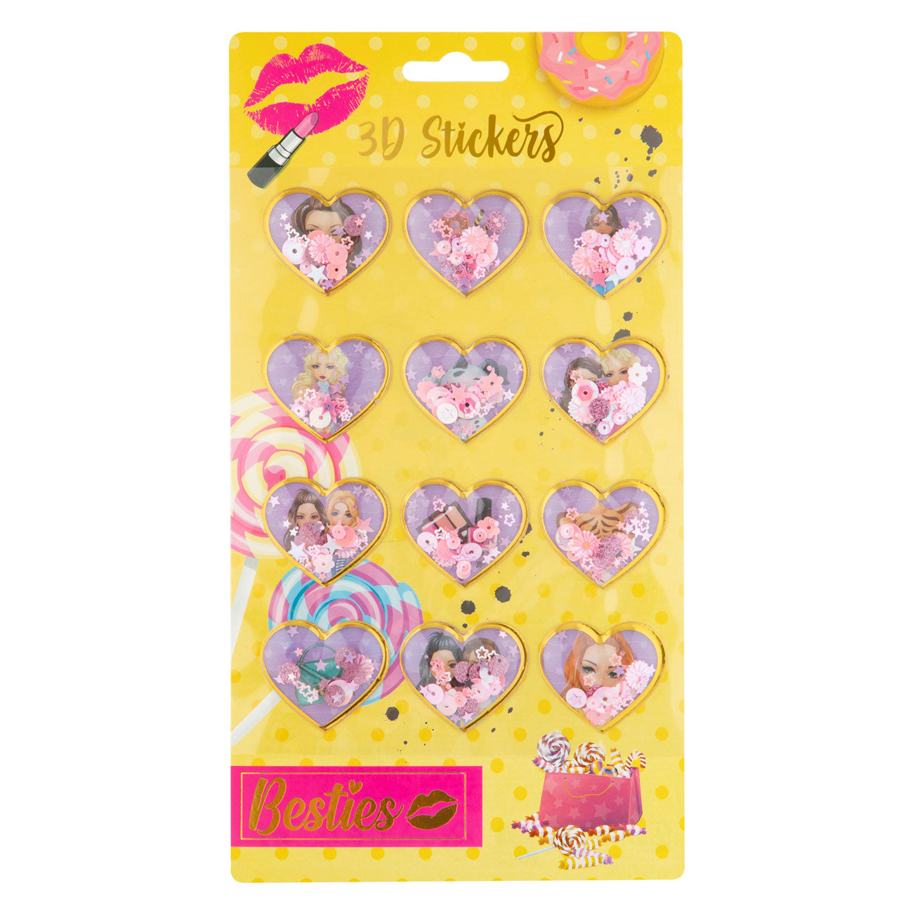 Paquete de 12 pegatinas con purpurina 3D Grafix de Besties