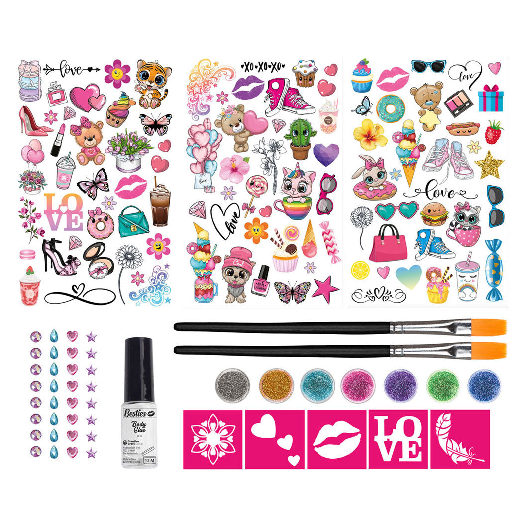 Set da tatuaggi glitter besties