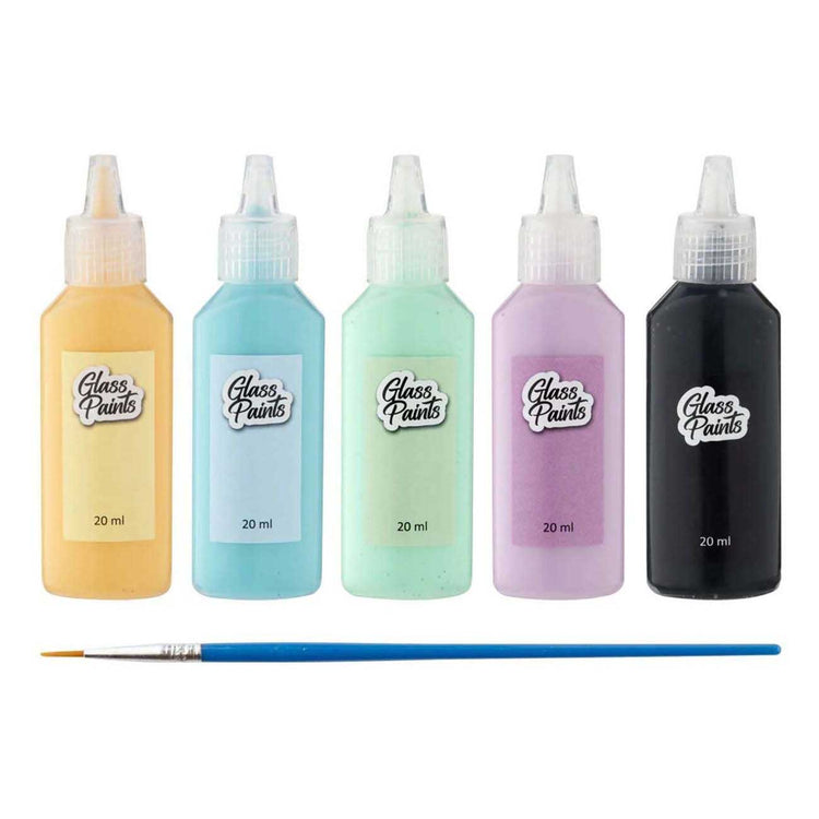Creative Craft Group Glass paint with Brush, 5x22ml