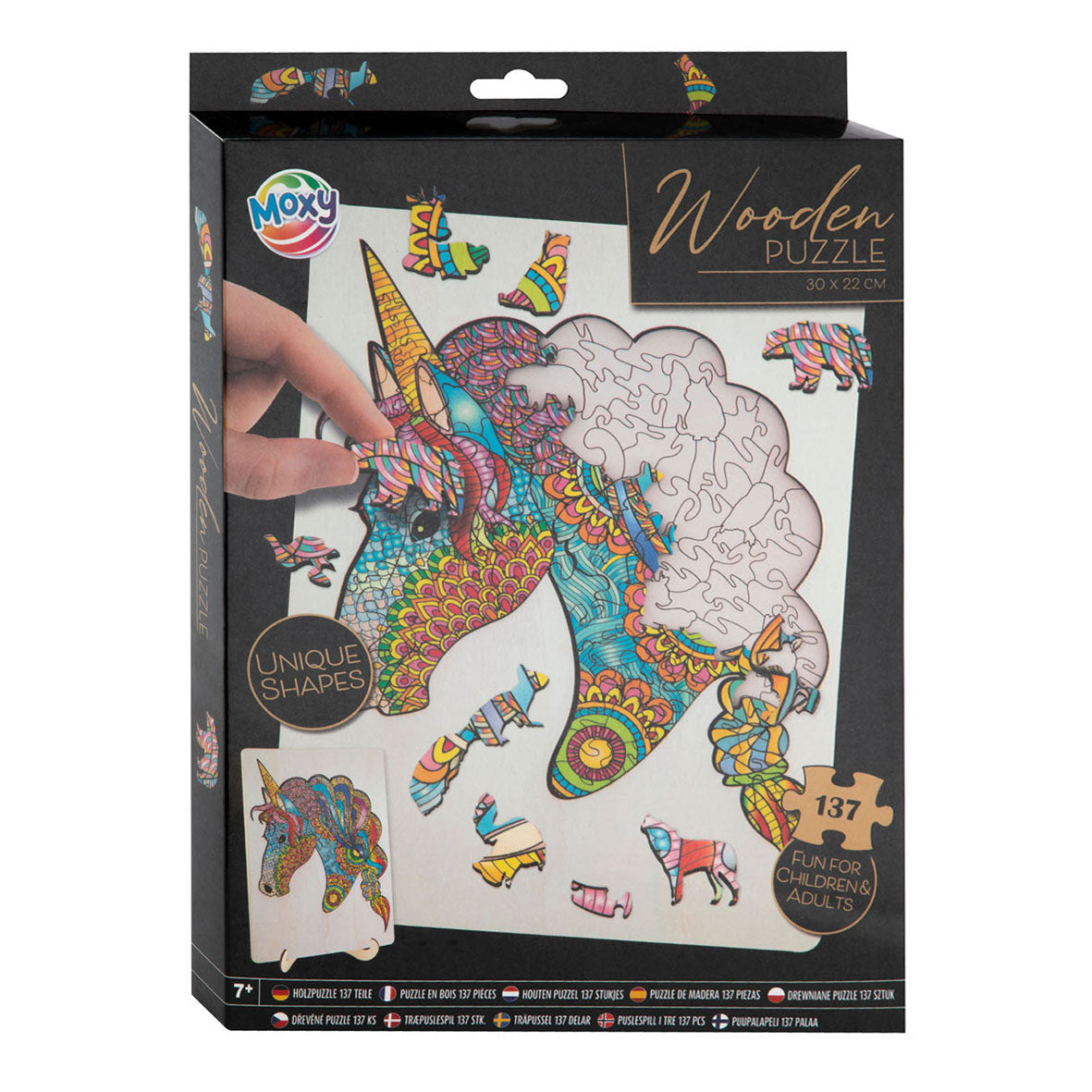 Gruppo di artigianato creativo in legno jegin puzzle unicorno, 137st.