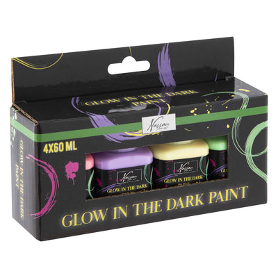 Gruppo di artigianato creativo Glow di vernice acrilico nel buio, 4x60ml