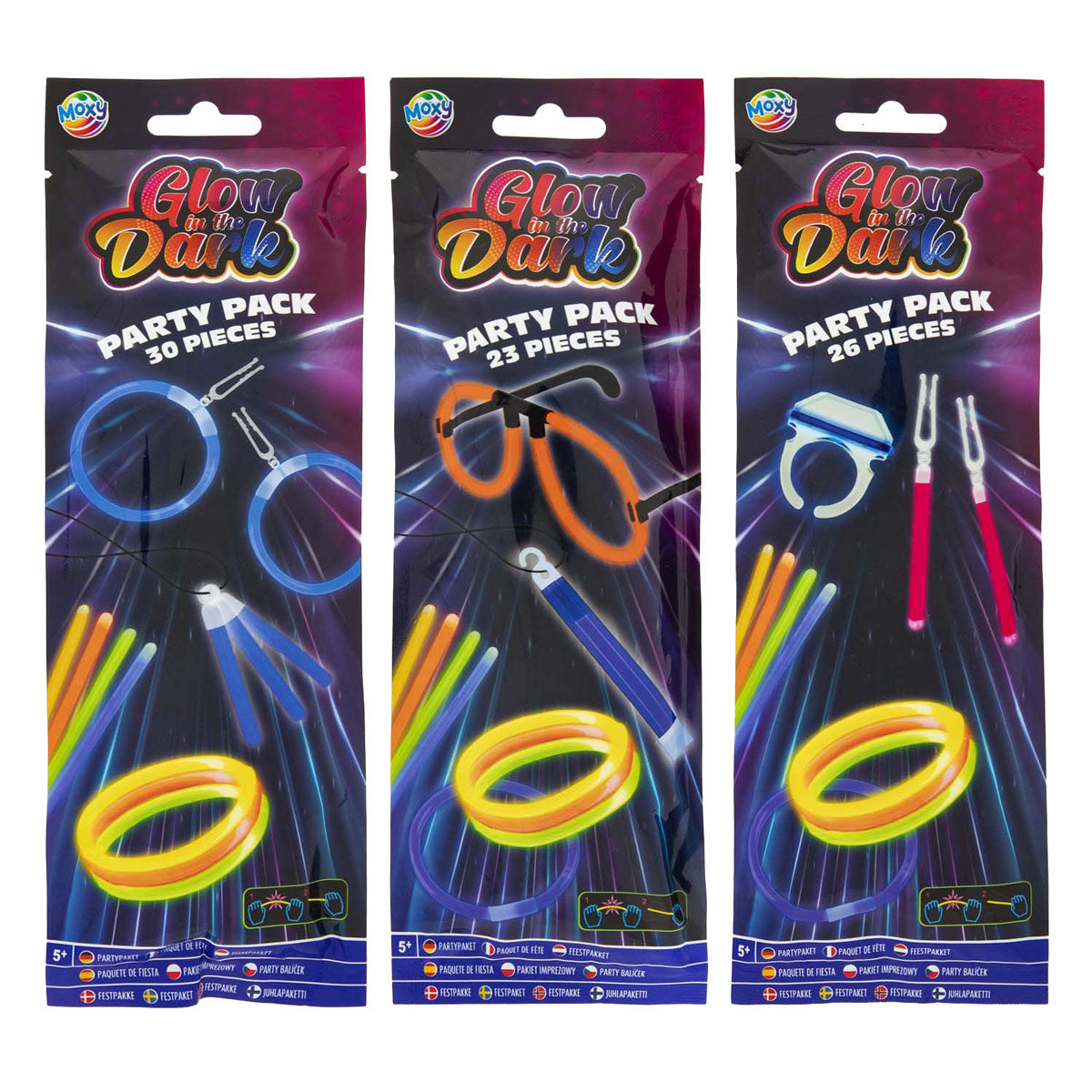 Confezione da party con bastoncini luminosi al buio per gruppi creativi di artigianato, 30 pz.