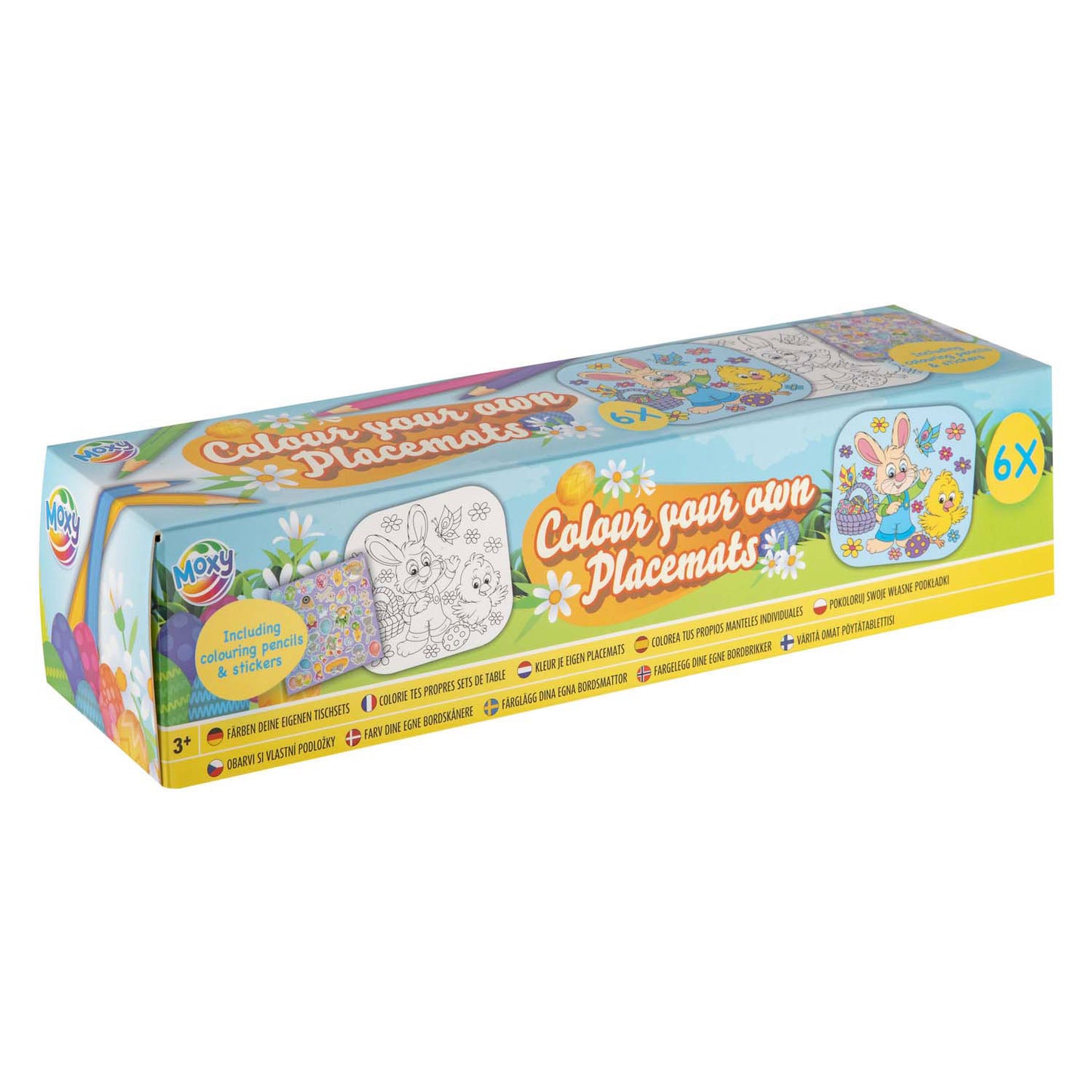 Moxy versier je eigen paas placemats, 6st. (incl potloden stickers)