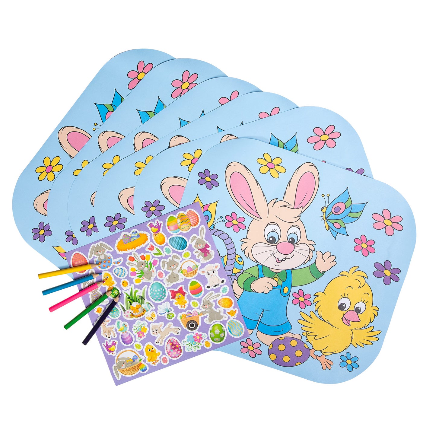 Moxy versier je eigen paas placemats, 6st. (incl potloden stickers)