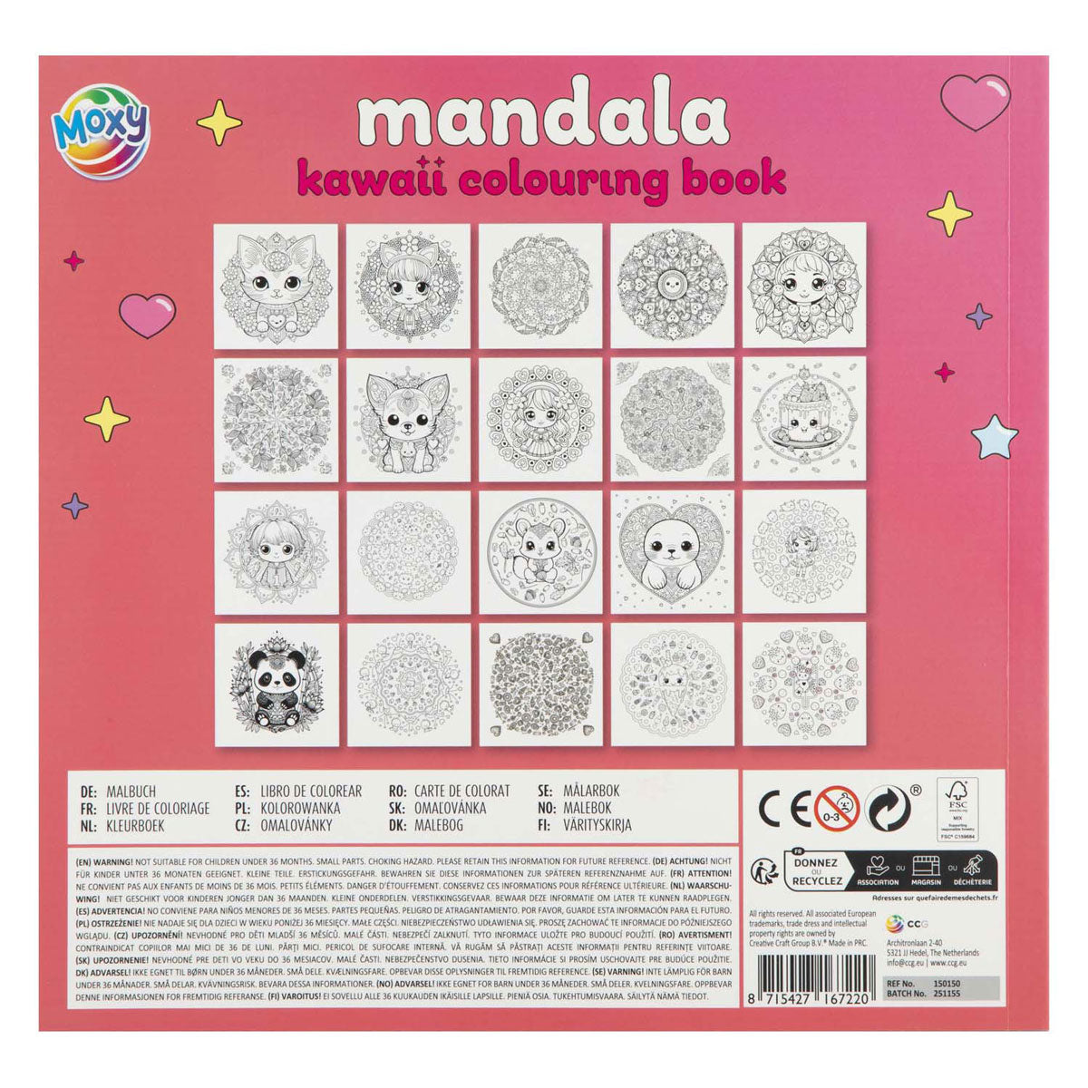Libro para colorear moxy del grupo de manualidades creativas mandala kawaii 20p