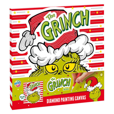 Gruppo artigianale creativo dipinto su tela con diamanti il Grinch - 30x30 cm