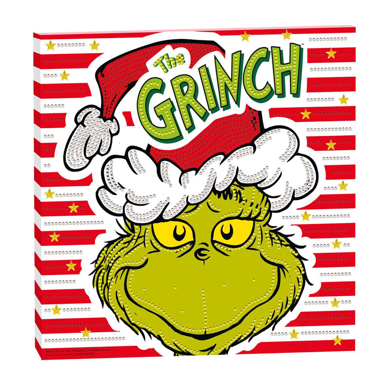 Gruppo artigianale creativo dipinto su tela con diamanti il Grinch - 30x30 cm