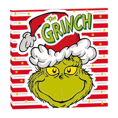 Gruppo artigianale creativo dipinto su tela con diamanti il Grinch - 30x30 cm