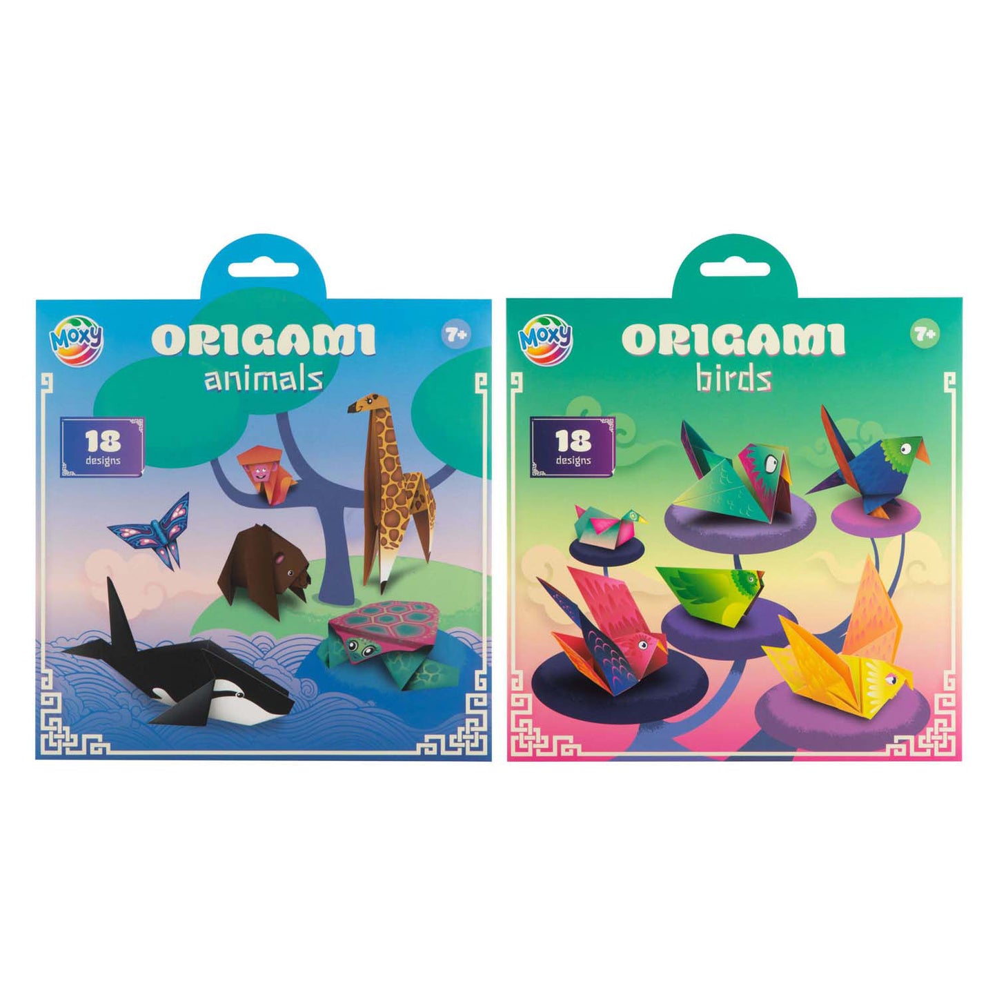 Grupo de manualidades creativas origami 19,5x19,5cm - 12 hojas y 18 diseños