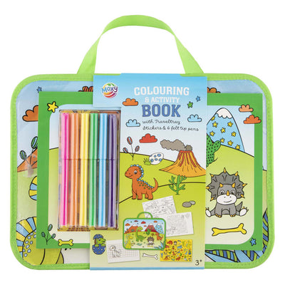 Vassoio da viaggio per gruppi di artigianato creativo incl. libro di attività da colorare - dinosauro