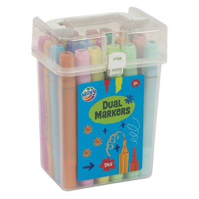 Moxy dual markers pastel 24 stuks in transparante box
