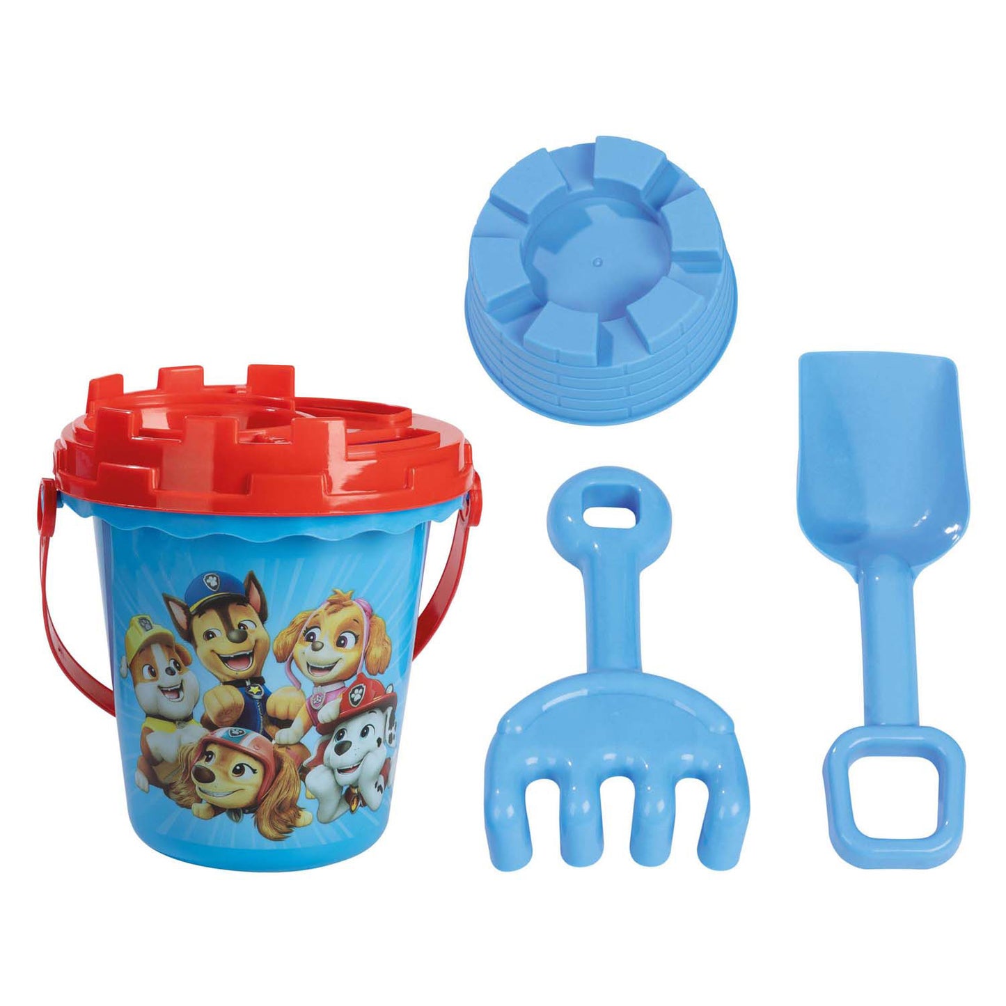 Set da spiaggia creativo per gruppo Paw Patrol in secchiello blu - 5 pz.