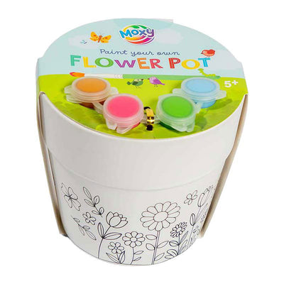 Creative craft group paint-your-own flower pot - incl. 4 paint colors 1 brush