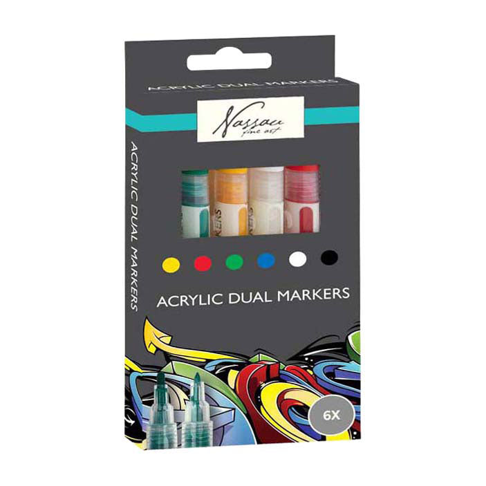 Nassau dual acrylmarkers 6 stuks