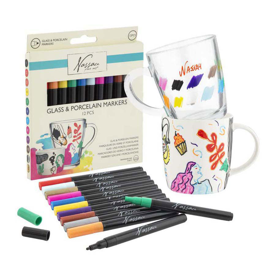 Felt -pens vetro e porcellana 12 pezzi