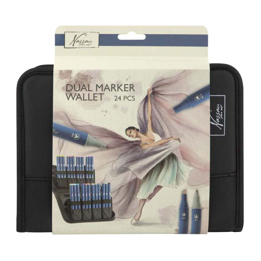 Nassau fine art nassau markeretui met 24 ronde dual markers