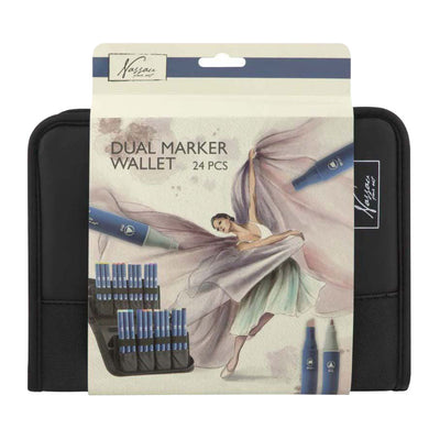 Estuche para rotuladores Nassau de Creative Craft Group con 24 rotuladores dobles redondos
