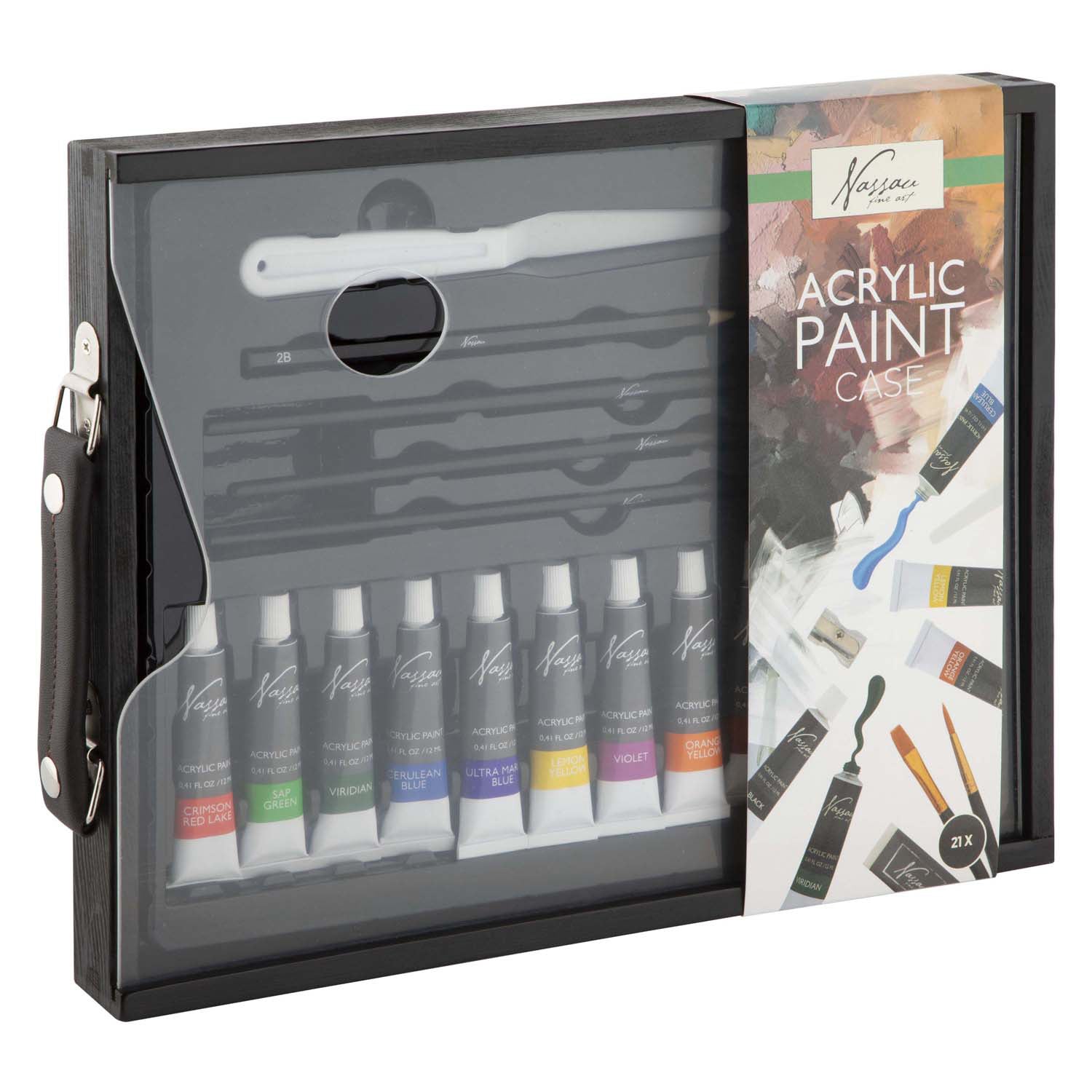 Creative Craft Group Set di valigie in legno nero Nassau acrilico - 21 pezzi.