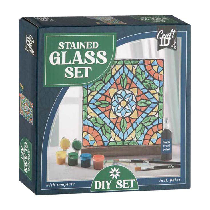 Grupo de manualidades creativas para pintar azulejos y vidrieras - incl. 4 colores de pintura 2 pinceles