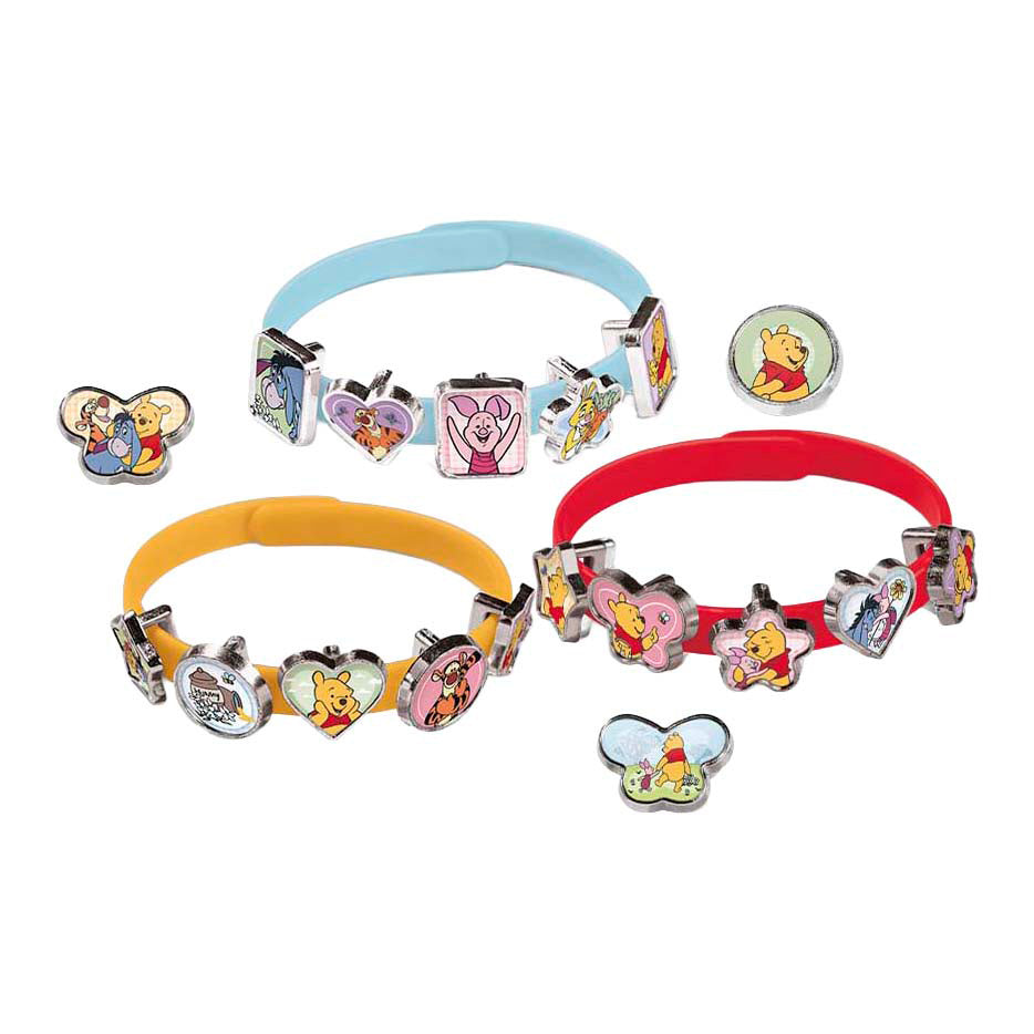 Gruppo artigianale creativo totum winnie the pooh 3 braccialetti 18 ciondoli