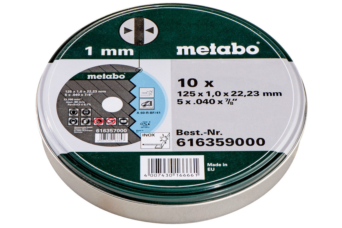 Accessori Metabo dischi da taglio novaparid inox ø180x1,5x22,23 (10 pz. in barattolo) - 616368000