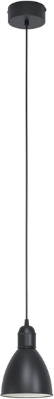 Eglo vintage priddy hanglamp - 1 lichts - ø15.5 cm - zwart, wit
