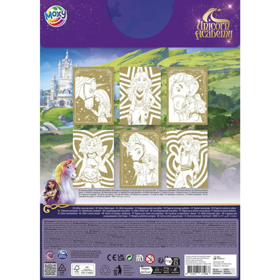 Dibujos para colorear de papel brillante Moxy Unicorn Academy A4 - 6 hojas