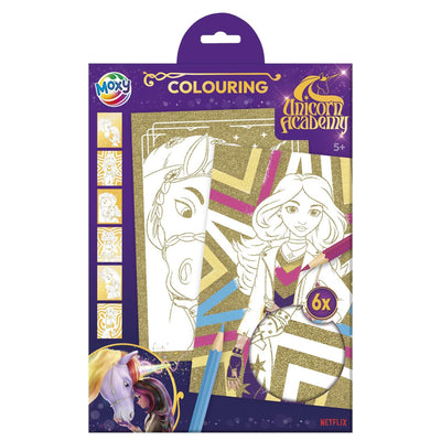 Dibujos para colorear de papel brillante Moxy Unicorn Academy A4 - 6 hojas