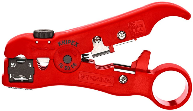 Knipex afstriptang voor coax- en datakabels 166006sb kabelstrip- ontmantelingsgereedschap