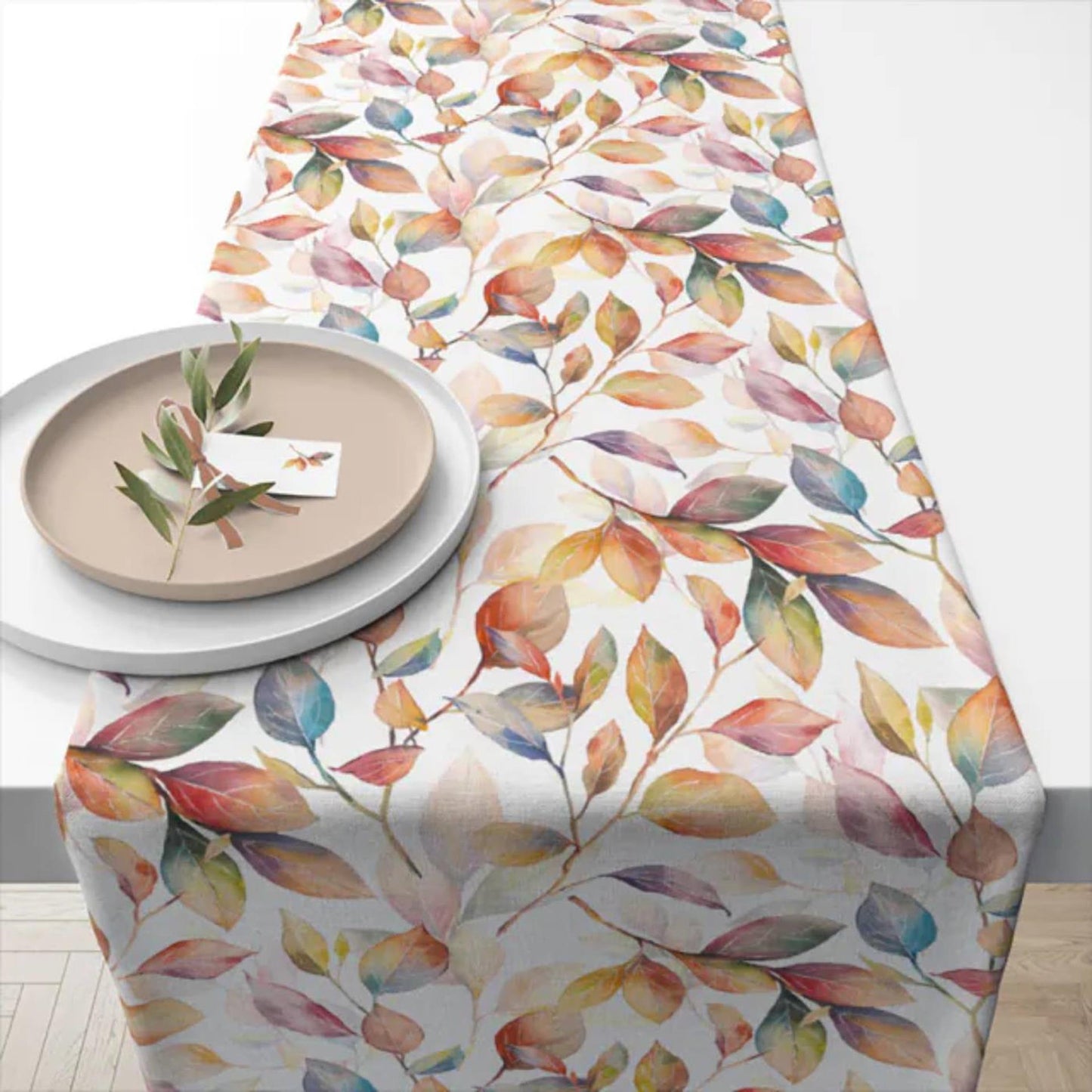 Ambiente camino de mesa hojas de colores 40x150 cm 100% algodón