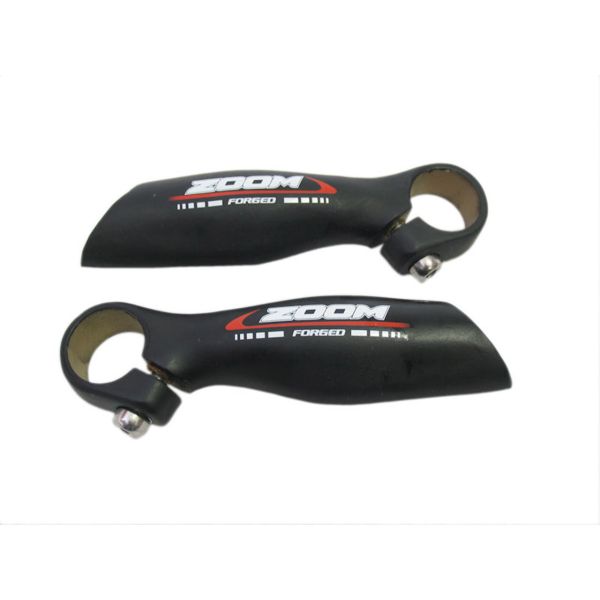 Zoom Handvat bar-end - Anatomische vorm - 1 set (2 bar ends) - 22,2 mm doorsnede - Aluminium - 138 gr paar - Zwart