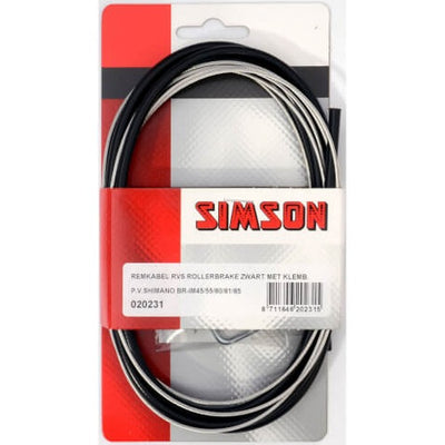 Simson Rollerbrake Brake Cable Set Complete Stainless steel Black on Card
