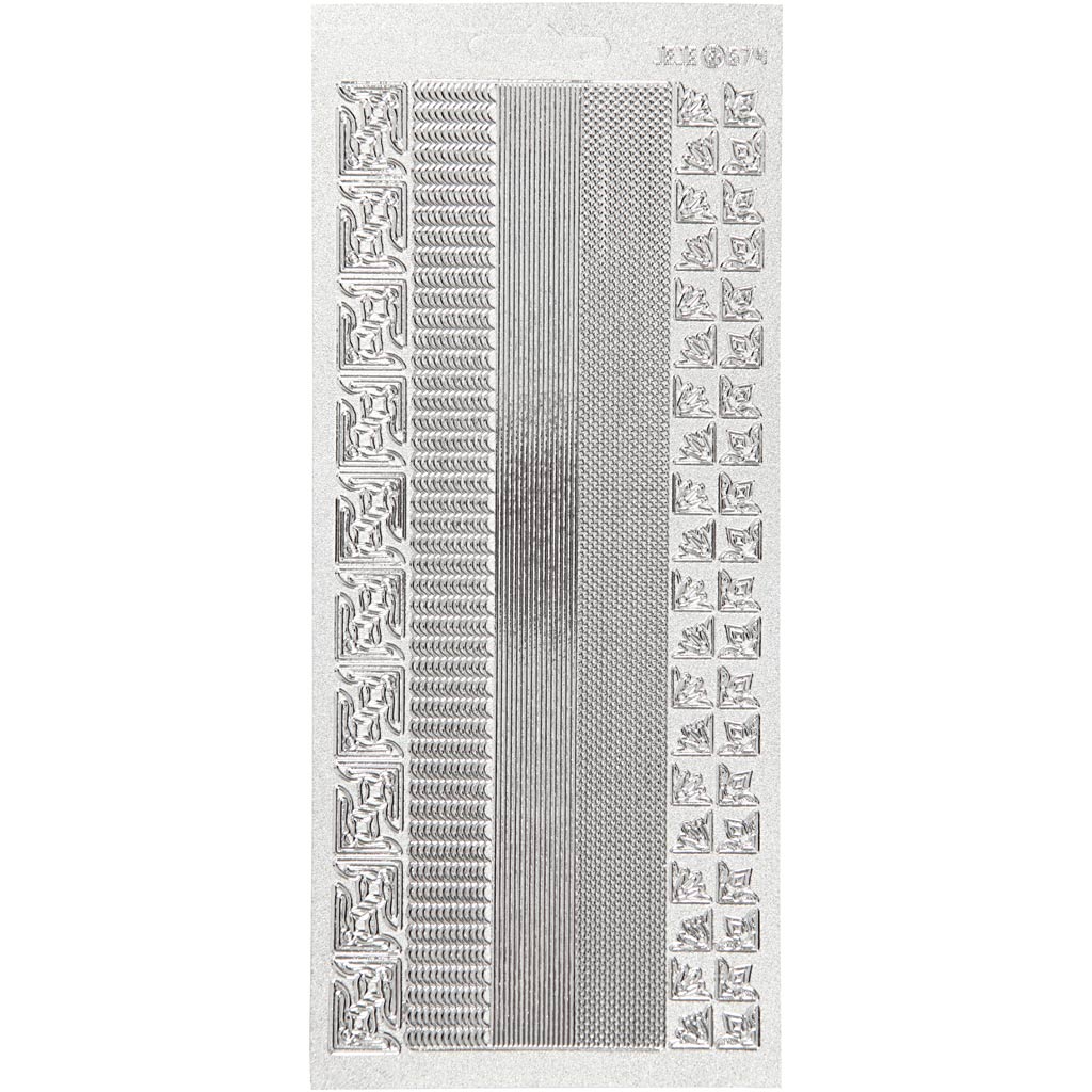 Adesivi aziendali Creativ, bordi, foglio 10x23 cm, argento, 1 foglio