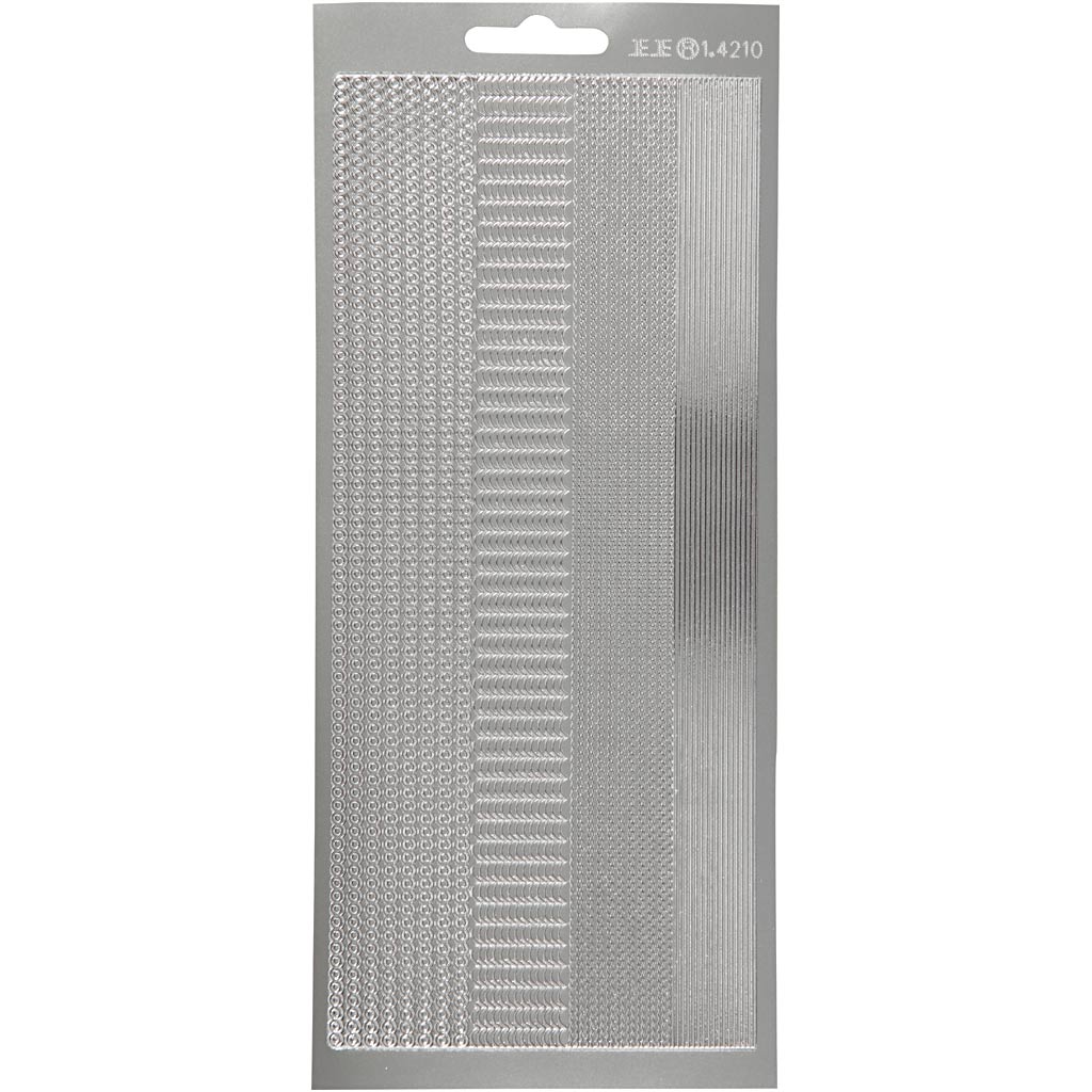 Pegatinas de empresa Creativ, cenefas, hoja 10x23 cm, plata, 1 hoja