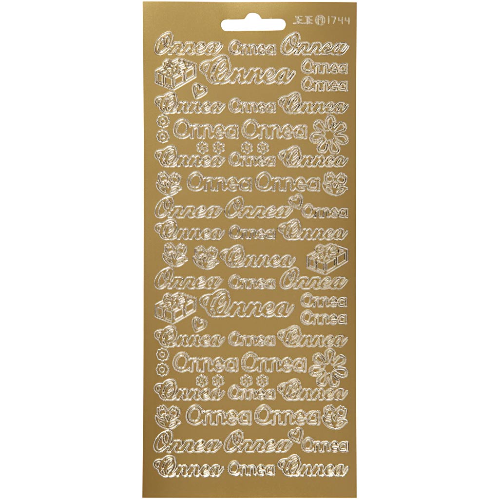 Adesivi aziendali Creativ, onnea, foglio 10x23 cm, oro, 1 foglio