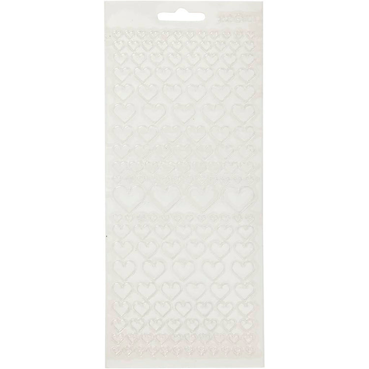 Stickers, harten, vel 10x23 cm, transparant, 1 vel