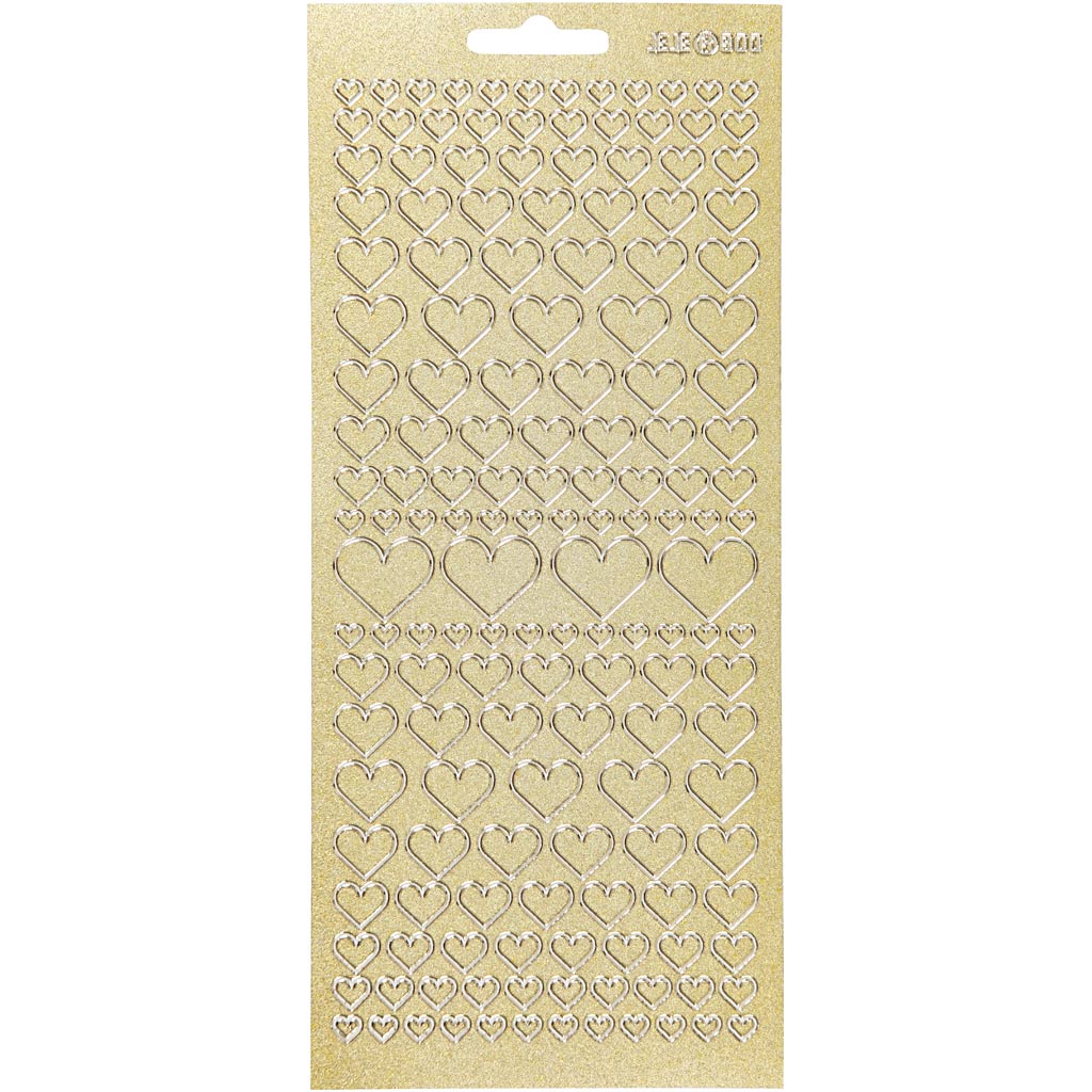 Adesivi aziendali Creativ, cuori, foglio 10x23 cm, oro, 1 foglio