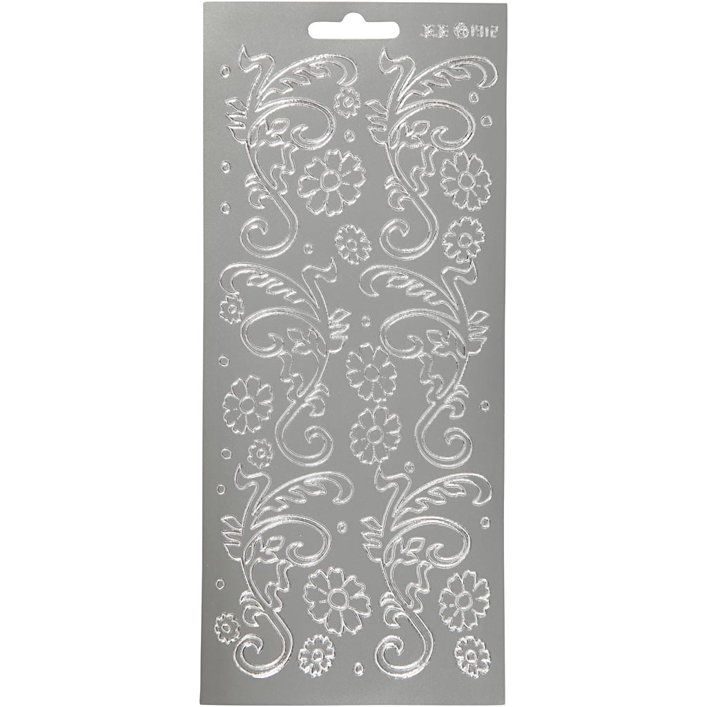 Adesivi aziendali Creativ, foglie decorative, foglio 10x23 cm, argento, 1 foglio
