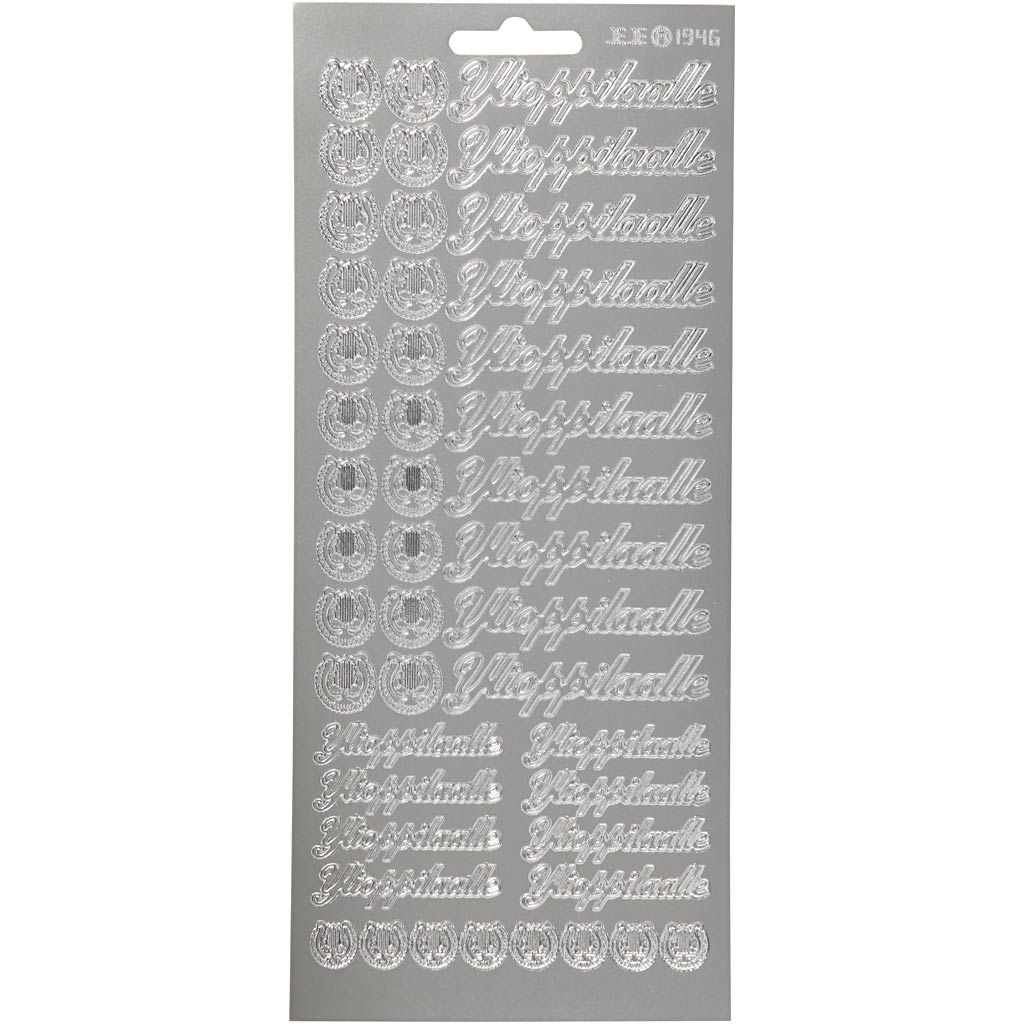 Stickers, ylioppilaalle, vel 10x23 cm, zilver, 1 vel