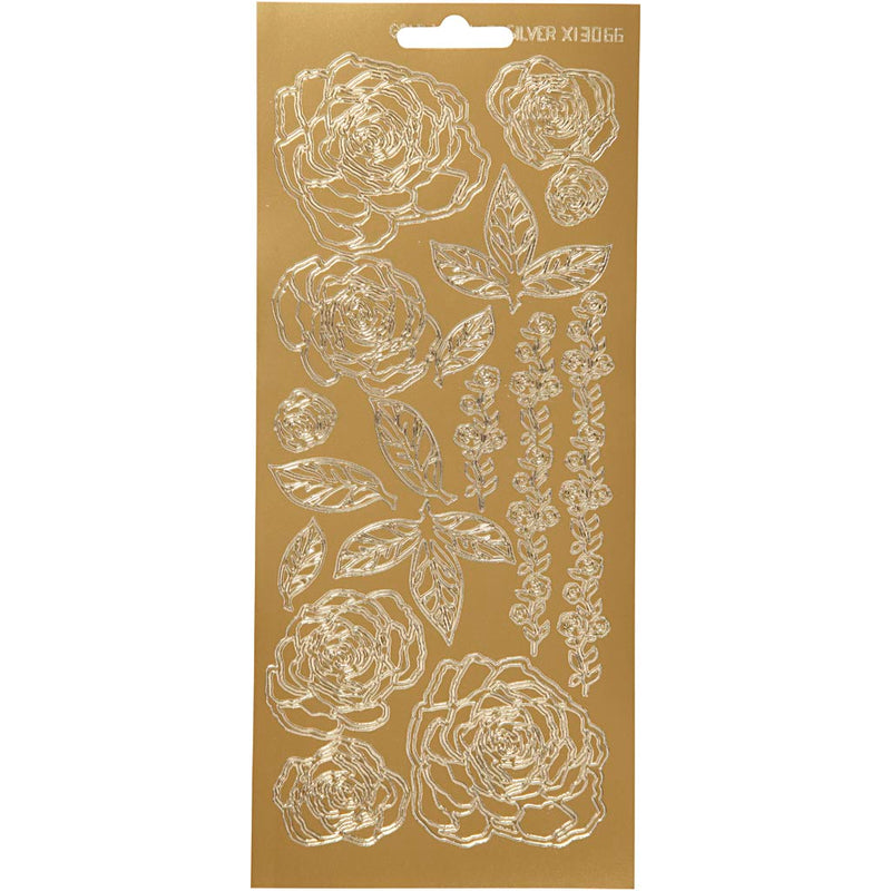 Pegatinas de empresa Creativ, rosas, hoja 10x23 cm, dorado, 1 hoja