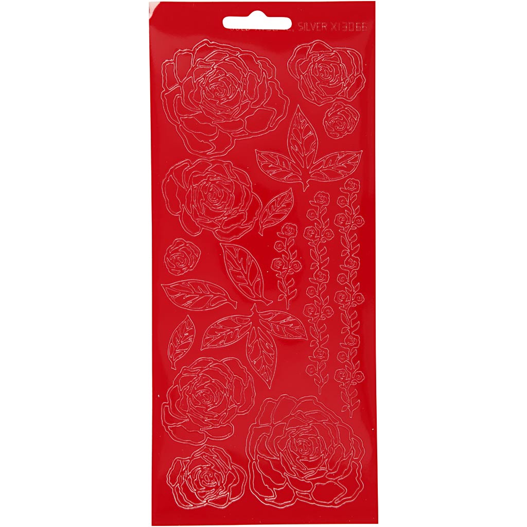 Adesivi aziendali Creativ, rose, foglio 10x23 cm, rosso, 1 foglio