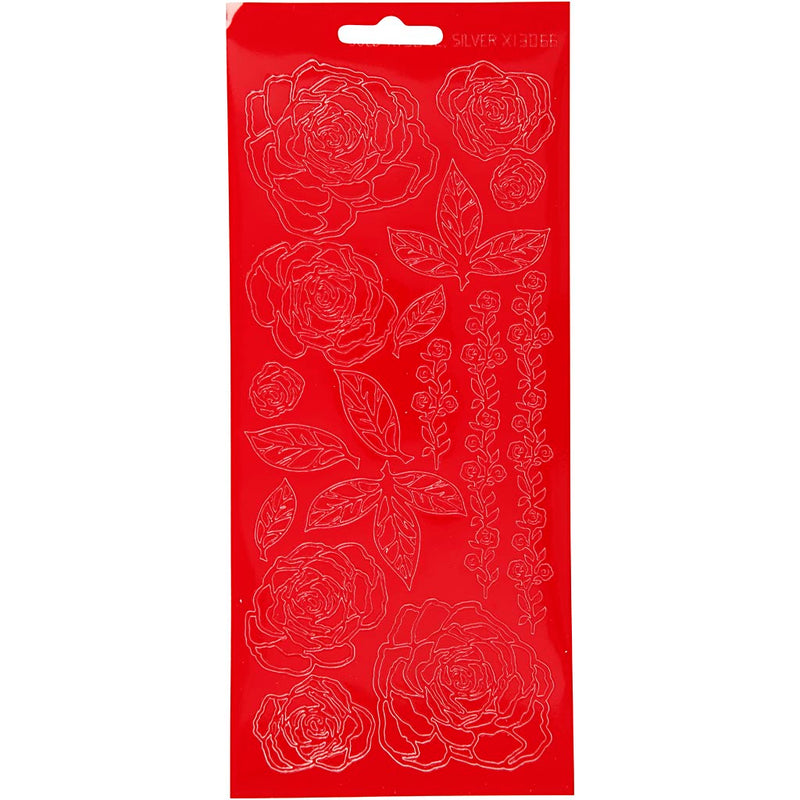 Pegatinas de empresa Creativ, rosas, hoja 10x23 cm, rojo, 1 hoja