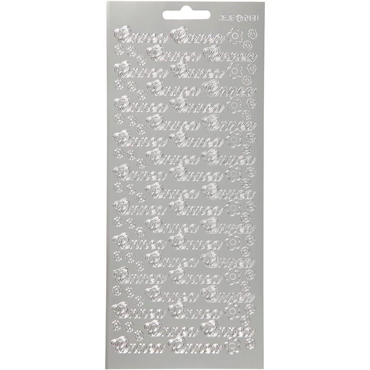 Stickers, onnea, vel 10x23 cm, zilver, 1 vel