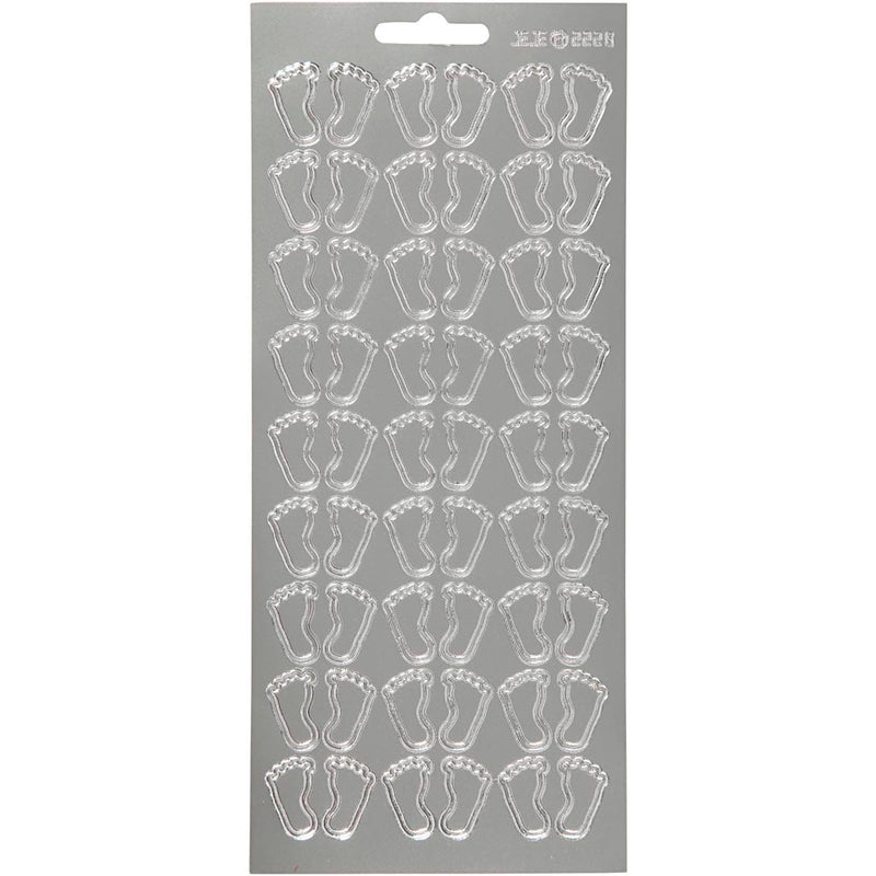 Pegatinas Creativ Company, pies, hoja 10x23 cm, plata, 1 hoja